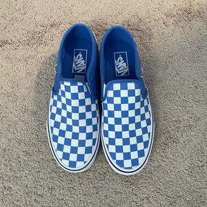 Brand-new blue and white checkered vans